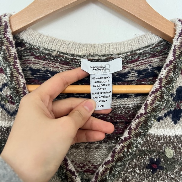 SOLD Vintage Christmas Green Sweater Vest - Picture 4 of 6